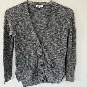 Madewell Marled Black Cardigan Pockets Longsleeve Size Small